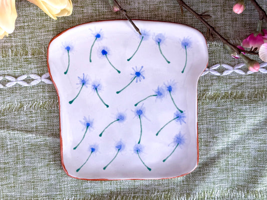 Toastteller "Blau Blumen" | 15,5x13