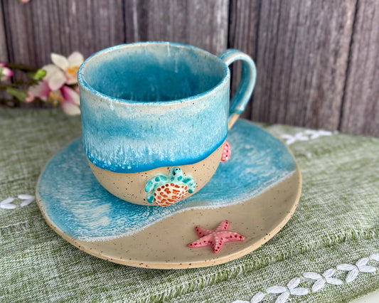 Produktion bis 8 Wochen nach Bestellung | Frühstücksteller "Meer" 17,5cm