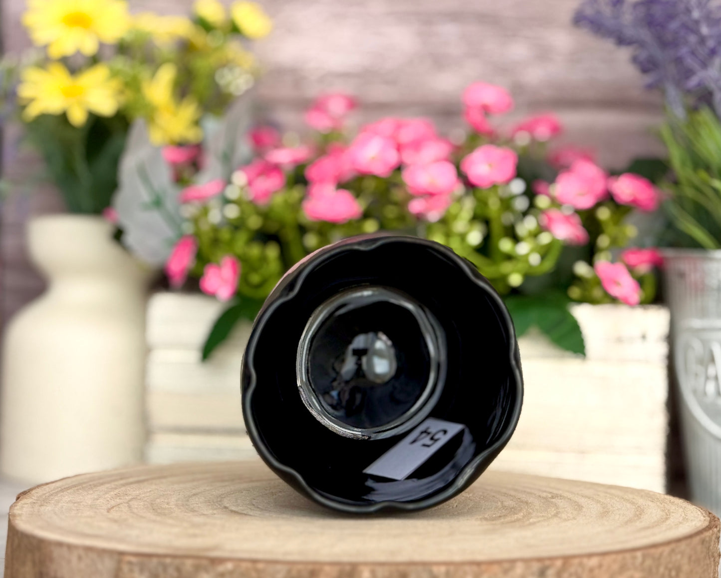 Porzellanbecher „Magnolien“ | Schwarzes Porzellan 300ml #54