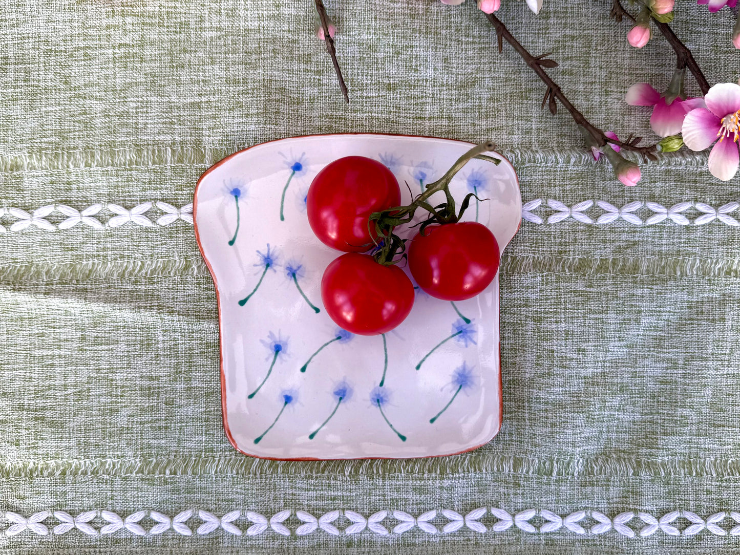 Toastteller "Blau Blumen" | 15,5x13