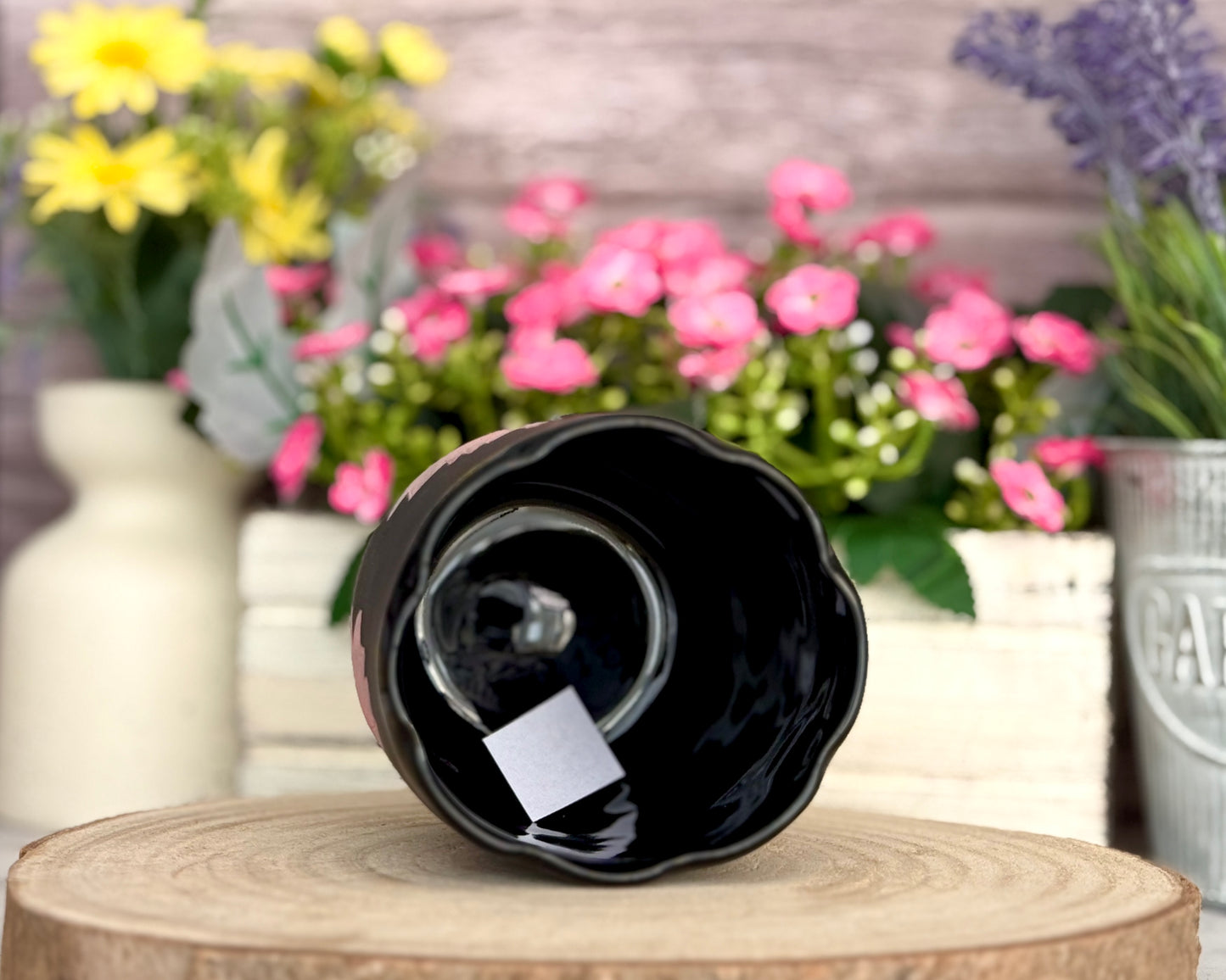 Porzellanbecher „Magnolien“ | Schwarzes Porzellan 300ml #55