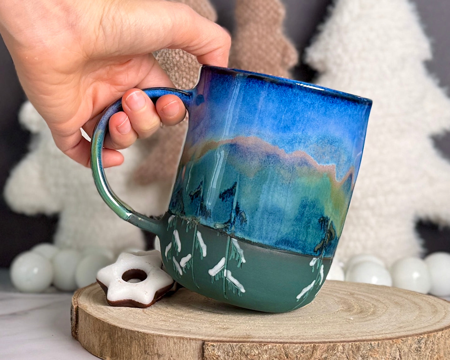 Polarnacht Tasse mit Baumsilhouetten | 450 ml #55